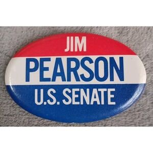 Vintage Jim Pearson Kansas U.S. Senate Pinback Button Pin 2 3/4" 1960s 70s